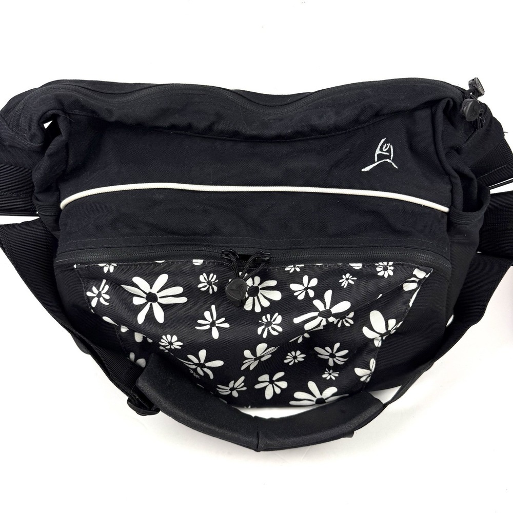 Overland Equipment Messenger Bag Black Floral Canvas Made In Chico USA - Picture 4 of 16